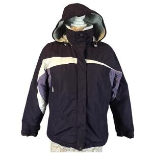 Columbia ladies hooded winter ski jacket purple & white size medium